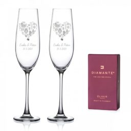 Folklór Hearts - poháre na šampanské s gravírovaním