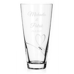 Romance - 25cm váza pre svadobnú kyticu s gravírovaním
