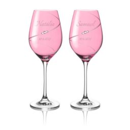 Pink Silhouette pár na biele víno s gravírovaním