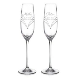 Simply Hearts s krištáľovými kamienkami - svadobné poháre na šampanské