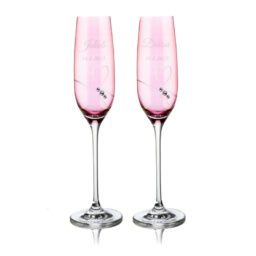 Ružové svadobné poháre s gravírovaním